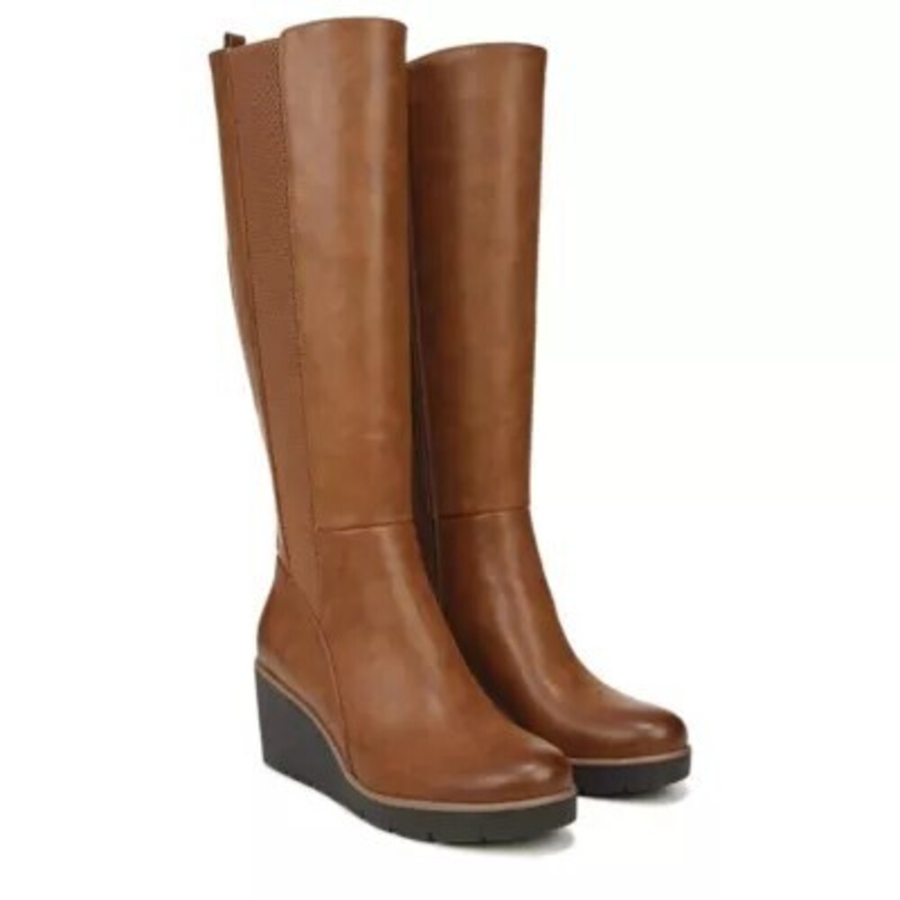 Naturalizer Soul Women Adrian Knee High Boot Toffee Brown Smooth Wide Calf 12M